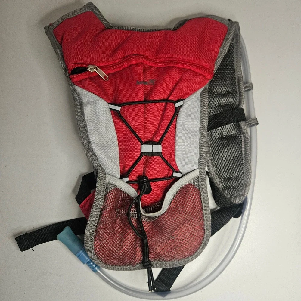 Avalanche Hydration Pack Backpack Red Grey Hiking Running 1.0L 32oz Reservoir